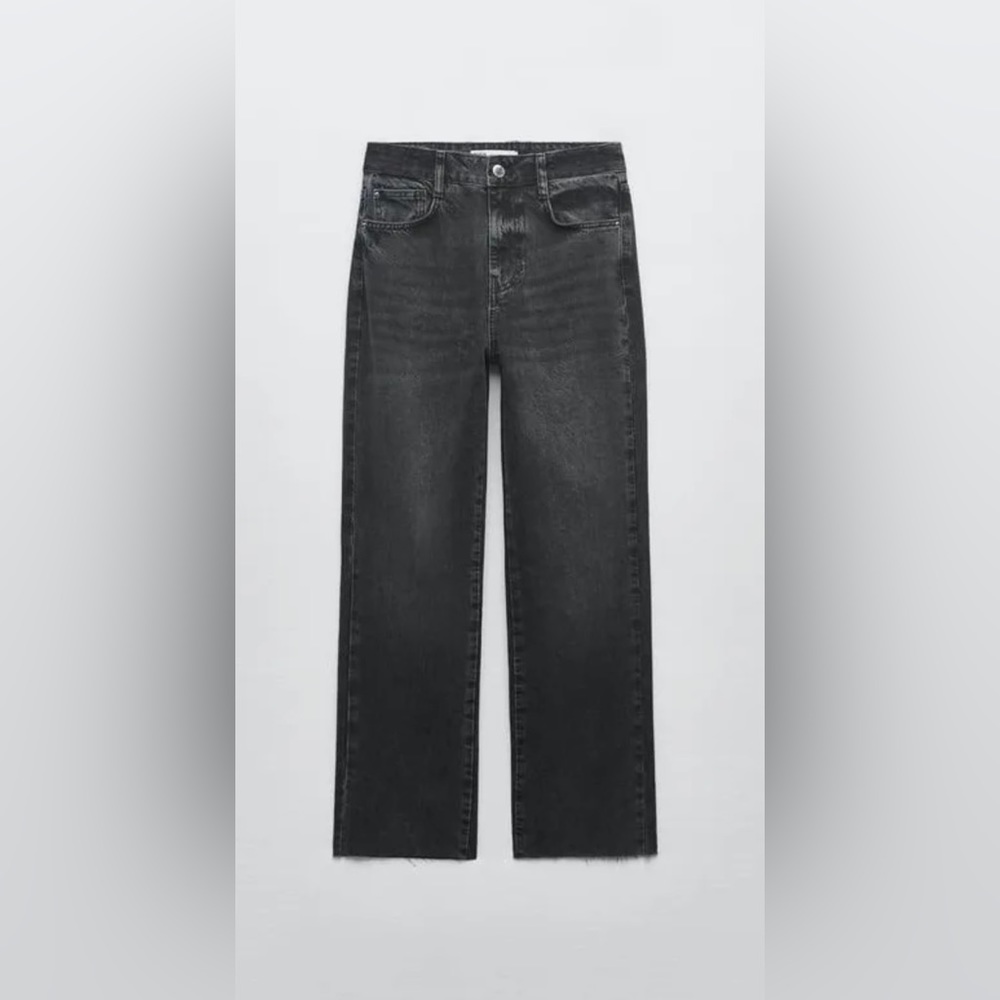 Zara Black High Rise Flared Slitted Leg Jeans